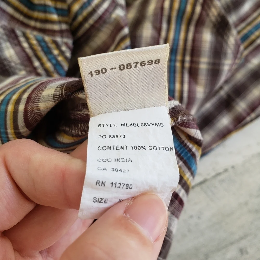 True Religion Rocky Plaid Long Sleeve Snap Shirt Size XL
